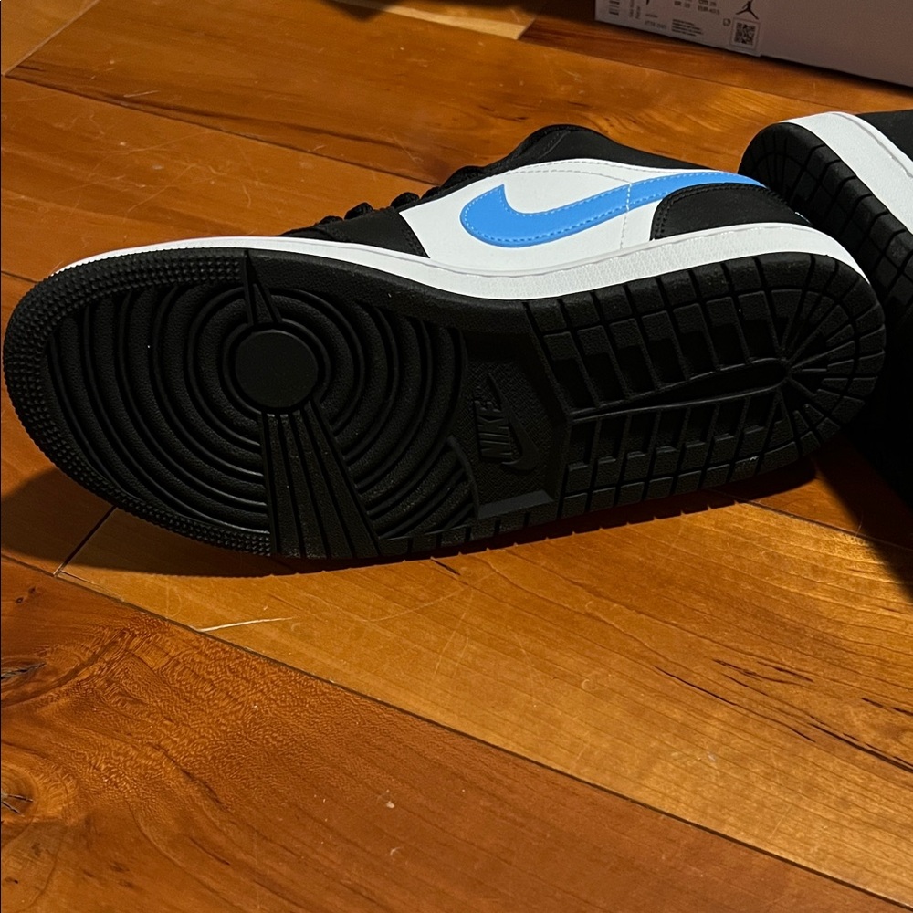 Nike Air Jordan Low Black and Light Blue Sneakers - Picture 4 of 10